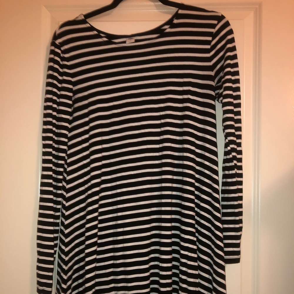 Black and white striped dress
